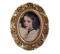 VINLIFE Small Vintage Picture Frames 2.5x3.5 Antique Ornate Oval Mini Picture Frames for Wall Mount and Tabletop Victorian Home Decor Photo Gallery Art, Gold, Oval