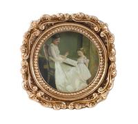 VINLIFE Vintage Picture Frames 3x3 Round Bronze - Antique Ornate Small Picture Frames with Hooks and Easel Stand Wallet Size Victorian Decor for Gallery Wall and Tabletop