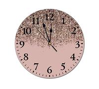 VinMea Blush Pink Rose Gold Bronze Cascading Glitter Wall Clock Silent Non Ticking Decorative Home Decor Wall Clock Round,12 Inch