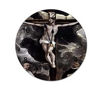 VinMea Decorative Wall Clock Silent Non Ticking Jesus At The Cross El Greco Round Wall Clock 12'' For Room, Office, Kitchen Home Decor