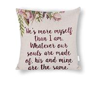 VinMea Emily Bronte Quote Watercolor Two Souls Wuthering Heights Decorative Cotton Linen Throw Pillow Case Cover Sofa Couch Cushion Covers 20 X 20 Inch