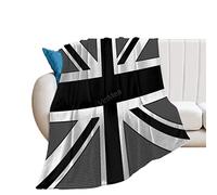 VinMea Flannel Bed Blanket Black White Union Jack Soft Warm Throw Blanket For Bed Sofa Chair Living Room Office Farmhouse Campingtravel,50x60 Inch