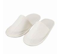 VINN DUNN Biodegradable Plant Fibre Slippers, White, 10 Pack, Closed Toe, Flat Heel, Anti-slip Sole