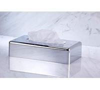 VINN DUNN OBLONG Tissue Dispenser Chrome, Rectangle Facial Tissue Box Holder Kleenex Flat Napkin Dispenser for Bathroom Vanity Countertops (Chrome silver)