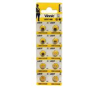 Vinnic premium button cell batteries 10 x AG0, 379, LR521, 1190SO, 379, SR521W, SR521 (watch battery)
