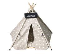 Vinnykud Dog Teepee Removable Washable Pets Teepee Dogs Tent Cotton Canvas Portable Pet Tents Houses with Cushions Cats Tents Dog/Cat Bed