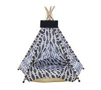 Vinnykud Pets Teepee Dogs Tent Cotton Linen Dog Tent Pet Tent Dog Bed Cat Tipi Dogs Kennels Removable and Washable Cats Tents Dog/Cat Bed Play House With Cushion 40x40x50cm