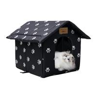 Vinnypet Cat House for Outdoors Waterproof Weatherproof Cat Cave Pet Shelter with Cushion for Feral Cats/Dogs 45x40x45cm