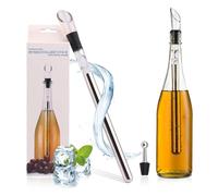 Vino Amigo Wine Cooling Stick, 4-in-1 Premium Stainless Steel Wine Chiller Stick with Spout, Pourer & Filter, Keeps Red & White Wine Cool in 15 Minutes, Ideal for Any Bottle Size (Silver)