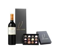 Vino Coco Bordeaux Red Wine & 12 Luxury Chocolate Truffles Gift Set - Red Wine Gift Hamper with Premium Magnetic Gift Box - Luxury Wine Gift for Birthday, Wedding, Anniversary, Father's Day