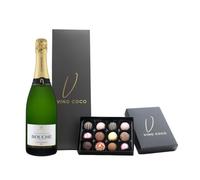 Vino Coco Champagne Gift Set | Premium Champagne Gift Set with 12 Luxury Chocolate Truffles - 12% ABV