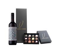 Vino Coco Malbec Red Wine & 12 Luxury Chocolate Truffles Gift Set - Red Wine Gift Hamper with Premium Magnetic Gift Box - Luxury Wine Gift for Birthday, Wedding, Anniversary, Father's Day