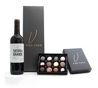 Vino Coco Merlot Red Wine & 12 Luxury Chocolate Truffles Gift Set - Red Wine Gift Hamper with Premium Magnetic Gift Box - Luxury Red Wine Gift for Birthday, Wedding, Anniversary, Father's Day