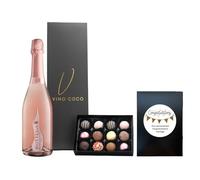 Vino Coco Personalised Congratulations Pink Bottega Prosecco Gift Set | Rosé Bottega Prosecco Gift Set with 12 Luxury Chocolate Truffles - 11% ABV