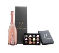 Vino Coco Pink Bottega Prosecco & 12 Luxury Chocolate Truffles Gift Set - Pink Prosecco Gift Hamper with Premium Magnetic Gift Box - Luxury Gift for Birthday, Wedding, Anniversary, Congratulations