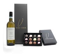 Vino Coco Pinot Grigio White Wine Gift Set | Pinot Grigio Gift Set with 12 Luxury Chocolate Truffles - 11.0% ABV