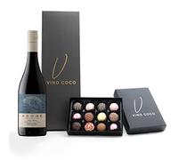Vino Coco Pinot Noir Red Wine & 12 Luxury Chocolate Truffles Gift Set - Red Wine Gift Hamper with Premium Magnetic Gift Box - Luxury Wine Gift for Birthday, Wedding, Anniversary, Father's Day