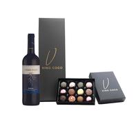 Vino Coco Rioja Red Wine Gift Set | Rioja Tempranillo Gift Set with 12 Luxury Chocolate Truffles - 13% ABV