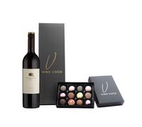 Vino Coco Shiraz Red Wine & 12 Luxury Chocolate Truffles Gift Set - Red Wine Gift Hamper with Premium Magnetic Gift Box - Luxury Red Wine Gift for Birthday, Wedding, Anniversary, Father's Day