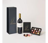 Vino Coco 'The Guvnor' Red Wine Gift Set with 12 Luxury Chocolate Truffles & Premium Magnetic Gift Box