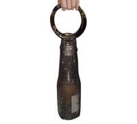 Vino Tote, Crystal Netting Container, Handle Transportation Device, Liquor Presentation Element, Festive Occasion Gift Wrap, Carrying Handle, Portable Display Holder