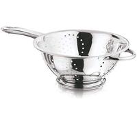 VINOD 20cm Deep Colander Pasta Strainer Stainless Steel with Long Handle - Premium Strainers & Food Colanders for Kitchen, Small Pot Strainer & Fine Steel Colander Designs.