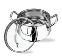 Vinod Almaty Induction Stainless Steel Deep Casserole Pan with Glass Lid - 6.9L, 24cm | Multipurpose Deep Cook & Serve Pot | Sturdy Handles | Ideal for Curries, Soups, Biryani & One-Pot Meals