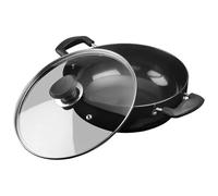 Vinod Black Pearl Hard Anodised Deep Kadai - 7L, 30cm Wok with Glass Lid | 3.25mm Thick Sturdy | Metal Spoon Safe | Riveted Handles | Gas Stove Compatible | Ideal for Curry Cooking & Stir Frying