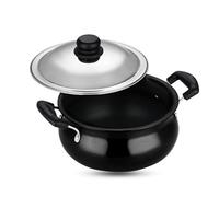 Vinod Black Pearl Hard Anodised Non Stick Handi with Lid - 5 Litre, Medium | 3.25mm Thickness | Biryani Pot| Gas Stove Compatible | Metal Spoon Friendly | 2 Year Warranty | Toxin Free - Black