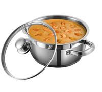 Vinod Bremen Stainless Steel Sauce Pot with Glass Lid - 1.5 Litre, 16 cm | 2.5mm Thick Base | Riveted Sturdy Handle | 2 Year Warranty | Induction and Gas Base - Silver