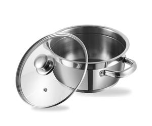 Vinod Cookware Two Tone Stainless Steel Sauce Pot/Saucepan with Glass Lid - Steam Vent, Sturdy Handle Induction Bottom (20cm,3 LTR,for 4-5 People)