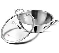 Vinod Platinum Extra Deep Stainless Steel Tri Ply Kadai Wok Saucepan Induction Friendly with Stainless Steel Lid (24 cm.Diameter-3.3 LTR.)