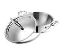 Vinod Platinum Extra Deep Stainless Steel Tri Ply Kadai Wok Saucepan Induction Friendly with Stainless Steel Lid (18 cm.Diameter-1.1 LTR.)