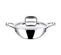 Vinod Platinum Kadai Triply Stainless Steel | Suitable for Indian Cooking, Sauces, Stews, Soups | Deep/Extra Deep Kadai with Lid | Induction, Electric Friendly (Extra Deep Kadai, 18cm)