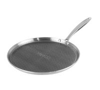 Vinod Platinum Triply Stainless Steel Dosa Tawa | 28 cm Stainless Steel X Dosa Tawa with Riveted Sturdy Handle | Dosa Tawa with Honeycomb Coating Inside (Induction and Gas Stove Compatible) - Silver