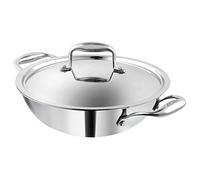 Vinod Platinum Triply Stainless Steel Kadai with Lid - 3.7L, 28 cm | 3 Layer SS Cookware Wok | Deep Cooking Pot for Sauteing & Curries | Gas & Induction Friendly | Heavy Bottom | Sturdy Handles