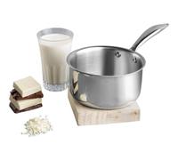 Vinod Platinum Triply Stainless Steel Milkpan, 1.5 Litre | 16 cm Diameter | Riveted Handle | Induction & Gas Compatible | Easy Pour Milk Pot for Everyday Use - Silver