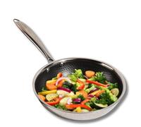 Vinod Platinum X Triply SAS Pro Frying Pan - Honeycomb Non Stick Base 3-Ply Skillet Pan,Induction & Gas Stove Friendly Ideal for Shakshuka, Fry-Ups & Luqaimat Saute & Griddle Use