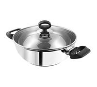 Vinod Stainless Steel Deluxe Kadhai with Glass Lid - 2.8 Litre, 24cm | Extra Thick, SAS Bottom | Soft Handle | Kadai for Cooking | Induction Base | 2 Year Warranty - Silver