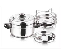 Vinod Stainless Steel Dhokla Cooker - Suitable For Indian Cooking - 3 Tier Stand - Heat-Resistant Knobs - Dust Resistant - Ergonomic Plates - Food Grade Dhokla Plates For Cooker, Electric Pot