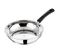 Vinod Stainless Steel Frying Pan - 20 cm | Skillet Pan with Bakelite Cool-Touch Handle | SAS Bottom | Induction & Ceramic Compatible | Ideal for Eggs, Bacon, Sausages & Sautéed Veggies
