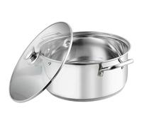 Vinod Stainless Steel Roma Casserole with Glass Lid & Riveted Handles-Diameter 18 cm, Capacity 2.2 Litre (Induction and Gas Stove Friendly), 2 Years Warranty, Silver