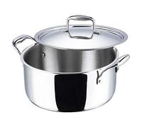 Vinod Stainless Steel Two Tone Stewpot with Lid, 1.8 Litre, 18 cm | Riveted Handles | Induction & Gas Stove Compatible | SAS Bottom | Ideal for stews, Curries, Soups & One-Pot Meals