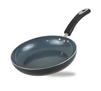 Vinod Zest Ceramica Frypan - 24 cm | Natural Stick Free Deep Pan | Stylish Handle | Toxin Free | Induction and Gas Base | Scratch Resistant | 2 Year Warranty - Black