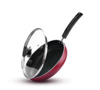 Vinod Zest Inducto Non-Stick Deep Frying Pan with Glass Lid - 22cm | 3mm Thick Aluminium | PFOA-Free Swiss Coating | Induction & Gas Compatible | Ideal for Fry-ups, Curries, Sausages, Shakshuka