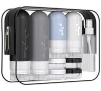 Vinofes 16 Pack Travel Size Toiletries - Leak Proof TSA Approved Travel Bottles for Toiletries Essential - Refillable BPA Free Travel Containers for Shampoo, Conditioner, Lotion, 16 Pack/ Black