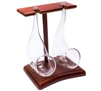 Vinology Bar Bespoke Pipe Sipping Glasses Set with Wooden Display Stand 75ml - Pack of 2 - Smoking Cocktails