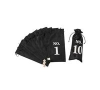 VINOPIE Black Blind Tasting Wine Bags Cover Pouch Kit Tasting Sleeve With Numbering 1to10 Mark Printed On It (10pcs) Hessian Cloth Glass Bottle Gift Bags for Christmas Wedding Party Decoration