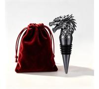 Vinoveltty Dragon Wine Stopper, Dark Silver with Gift Bag | Fantasy RPG Gifts for Men Dad Husband Boyfriend, Fathers Day Birthday Christmas Wine Lovers Bar Accessory