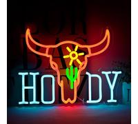 Vinray Howdy Cowboy Neon Sign for Wall Decor,Hello Led Light for Party Bar Man Cave and Game Zone Decoration,5V USB Powered,Easy Hanging.